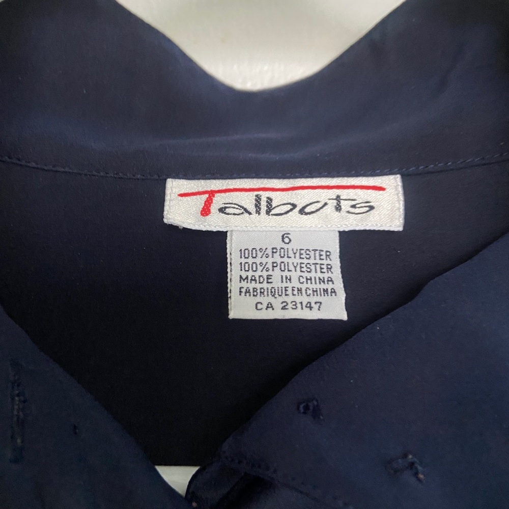 Talbots Navy Blue Buttoned Blouse - image 2